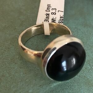 Black onyx sterling silver ring.